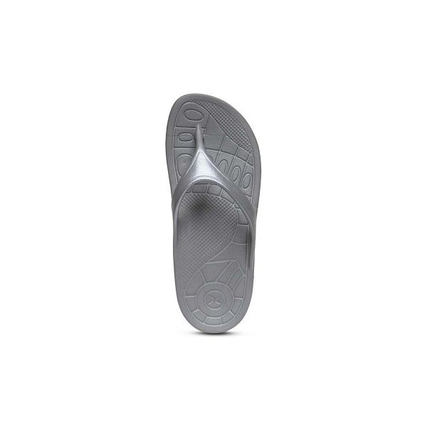 Aetrex Women's Fiji Orthotic Flip Flops Charcoal Sandals UK 0535-261